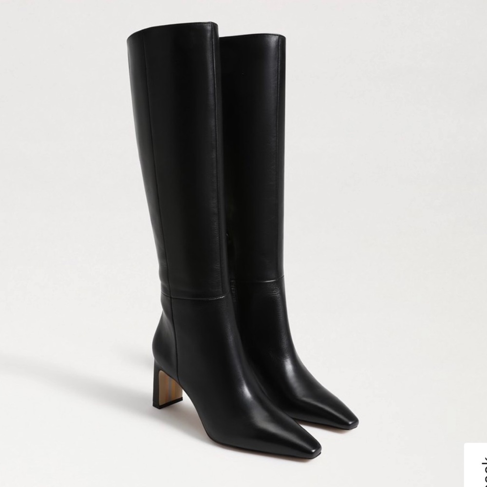 Sam Edelman Sylvia Wide Calf Knee High Black Leather Boot